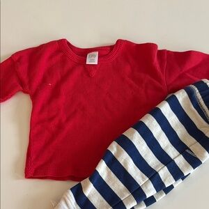 Nordstrom Baby Red Top and Striped Pants Set